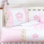 Kit Berço Americano 2 Laterais Coroa 11 Pcs Protetor Decoração Princesa Principe Imperial Chuva Amor - 2M 3L Bordados