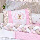 Kit Berço Americano Trançado Teddy 11 Pcs Protetor Bebe Quarto Decoração Enxoval Príncipe Princesa