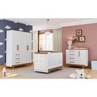 Kit Berço Cômoda e Guarda Roupa LS Retro Moveis Peroba MDF Com Capitône