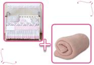 Kit Berço Protetor Trançado Nuvem Rosa Chuva de Amor com Mantinha Soft 13 peças - Chuva de Amor Baby