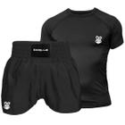 Kit Bermuda Masculina Muay Thai + Rash Guard Jiu Jitsu Lutador Treino Academia Artes Marciais