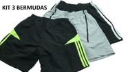 kit Bermuda Shorts Maculino - 38 ao 44 Tactel, Academia, Esporte, Casual