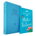 Kit Bíblia de Estudos da Mulher NVT Azul Flores + Devocional Amando a Deus Mulher Virtuosa - Publicações Pão Diário