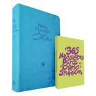 Kit Bíblia de Estudos da Mulher NVT Azul Flores + Devocional Charles Spurgeon Lettering
