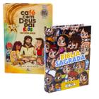 KIT BÍBLIA SAGRADA COMPLETA TURMA DA BÍBLIA CAPA DURA NTLH e Devocional Café com Deus Pai Kids 2025