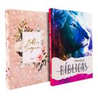 Kit Bíblia Sagrada NVI Capa Dura Flores Rosa + Caderno Anotações Bíblicas Leão Color