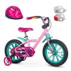 Kit Bicicleta Infantil Aro 14 First Pro Feminina + Capacete + Sinalizador LED
