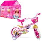 Kit Bicicleta Passeio Infantil Com Rodinhas Aro 12 + Barraca - Nathor