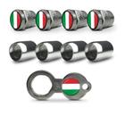 Kit Bico Valvula Pneu Roda Cromado Antifurto Bandeira Italia