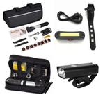 Kit Bike Bolsa Acessórios Farol 400 Lumens E Pisca Traseiro