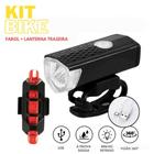 Kit Bike Iluminação Noturna Farol E Lanterna Pisca Traseira