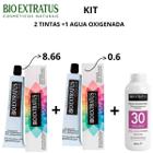 Kit bio extratus 2 tintas (8.66+0.6) e 1 água oxigenada 30 volumes