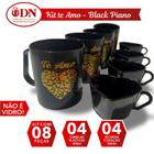 kit Black Piano Te Amo Dourado Sofisticado 08 peças