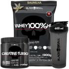 Kit Black Skull Whey Protein 100% HD Pure Concentrado Isolado Hidrolisado + Creatina + Coqueteleira