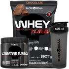 Kit Black Skull Whey Protein TURBO Concentrado 907g+ Creatina Monohidratada Turbo 150g+ Coqueteleira