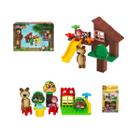 Kit Blocos de Montar e Playset Masha e Urso - brinquedo infantil criança menino menina