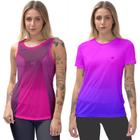 Kit Blusa Camiseta academia feminina Regata fitness estampada Beach Tennis
