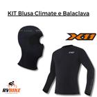 KIT Blusa climate M + Balaclava preto X11 Unissex blusa segunda pele e mascara de motoqueiro com proteção térmica