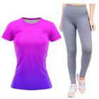 Kit Blusa Feminina Academia Fitness e Legging Lisa Preta e Cinza Cós Alto Sem transarência