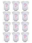 Kit Body Bebê Mesversario Manga Curta Arco Iris 12 Bodies de 1 a 12 Meses