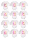 Kit body bebê mesversario manga longa estampa ursinha princesa 12 bodies 1 a 12 meses - Calupa