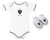 Kit Body Branco Pantufa Bebê Atletico Mineiro Torcida Baby