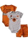 KIT Body Curto 3 Peças - Urso - Cinza