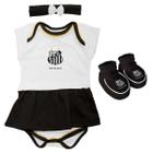 Kit Body vestido Pantufa laço Bebê Santos torcida baby