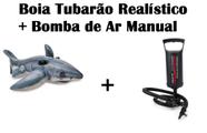 Kit Boia Bote Inflável tubarão Realístico + Bomba de Ar Manual