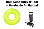 Kit Boia Circular Neon Amarela Intex + bomba de Ar Manual