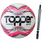 Kit Bola Futebol Campo Grama Topper Slick Mais Inflador