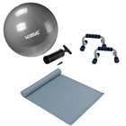 Kit Bola Suica Premium 85cm + Apoios para Flexao + Colchonete 1,70m + Bomba Liveup Sports