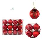 Kit Bolinhas de Enfeite de Natal para Decoração Pendurar 24 Unidades 6cm - Vermelho-Wincy Natal