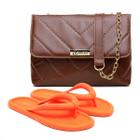 Kit Bolsa Crossbody Feminina Matelassê + Chinelo Flip Flop