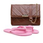 Kit Bolsa Crossbody Feminina Matelassê + Chinelo Flip Flop