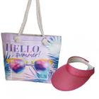 Kit bolsa de praia estampada resistente + viseira ajustável