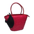 Kit Bolsa de Praia Rosa Palha e Viseira Viagem Sacola Moda Bag Rattan Grande