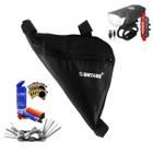 Kit Bolsa De Quadro Bike + Chaves + Remendos + Farol E Lanterna - Mons Bike