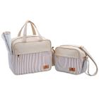 Kit bolsa e Frasqueira Baby Nut Listras Bege e Azul