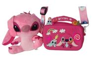 Kit Bolsa E Pelúcia Chaveiro Lilo Stitch Silicone Menina