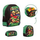 Kit Bolsa Escolar Costas Tartarugas Ninja Lancheira Estojo