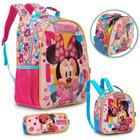 Kit Bolsa Escolar Feminina Minnie Mouse Passeio Creche Rosa