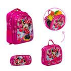 Kit Bolsa Escolar Infantil Minnie 3D Passeio Creche Costas