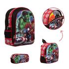 Kit Bolsa Escolar Masculina Costas Avengers Lancheira Estojo