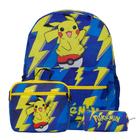 Kit Bolsa Escolar Masculina Costas Pokémon Pikachu Aulas