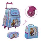 Kit Bolsa Escolar Menina Carrinho Frozen Tam G Resistente