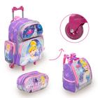 Kit Bolsa Escolar Menina Cinderela Carrinho Passeio Creche