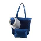 Kit Bolsa Feminina Azul e Viseira com Necessaire Emborrachada Praia Verão