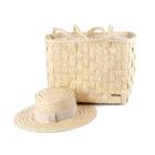 Kit Bolsa Feminina Bahamas Palha + Chapéu Feminino Casual