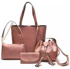 Kit bolsa feminina grande+ bolsa saco media+bolsa bau corrente + carteira 4 peças - ELSA BOUTIQUE